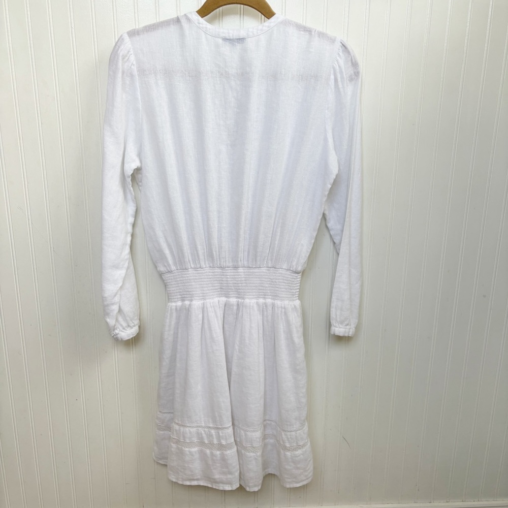 Rails Solid White Lace Trim Jasmine Linen Blend Dress Women’s Size Small - Picture 3 of 7